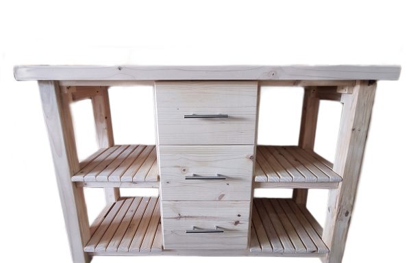 1300 Butchersblock with Slatted Shelves and Drawers
